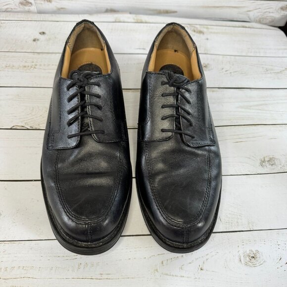 Croft & Barrow Carlton Black Leather Wide Lace Up Mens Dress Shoes Size 9 Wide - Picture 3 of 13